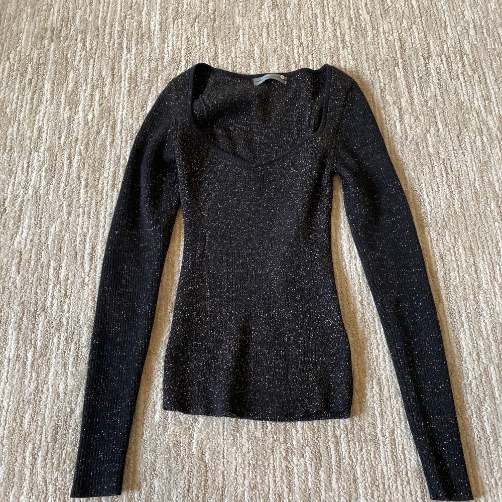 Anthropologie, black sweetheart sparkle sweater